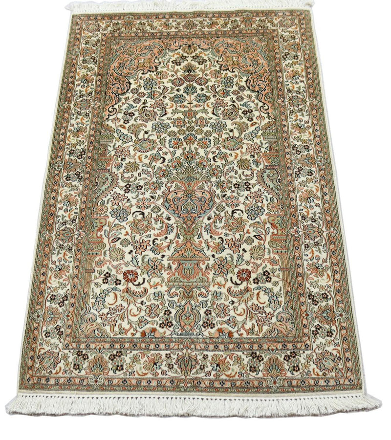 Silk Rug - Kashmir Silk - 158 x 96 cm - beige