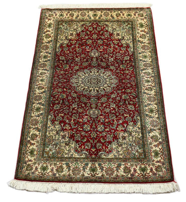Silk Rug - Kashmir Silk - 149 x 90 cm - dark red