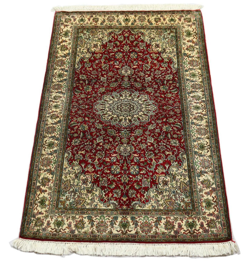 Silk Rug - Kashmir Silk - 149 x 90 cm - dark red