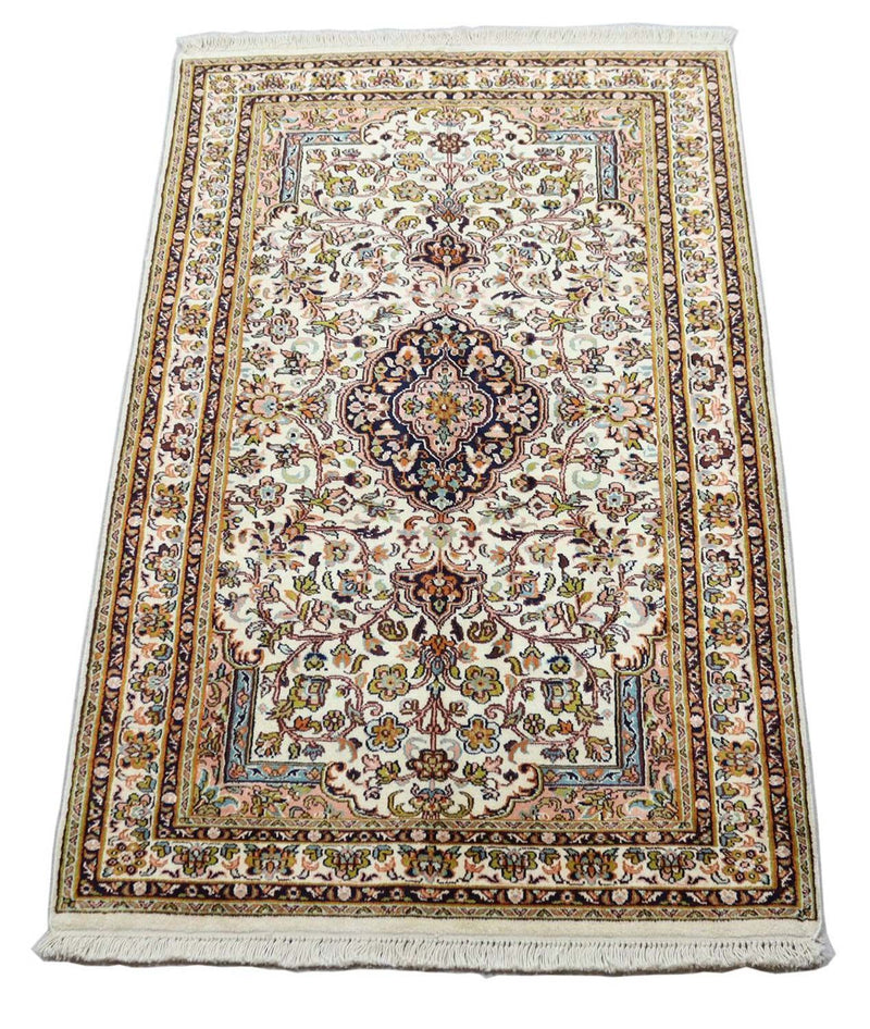Silk Rug - Kashmir Silk - 154 x 93 cm - beige