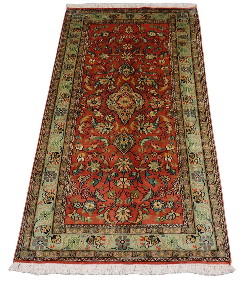 Silk Rug - Kashmir Silk - 153 x 80 cm - red