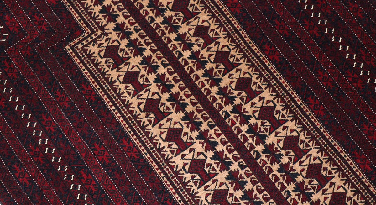 Afghan Rug - 150 x 95 cm - dark red