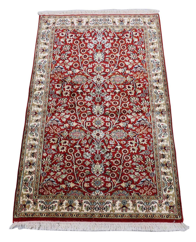 Silk Rug - Kashmir Silk - 124 x 77 cm - red