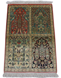 Silk Rug - Kashmir Silk - 88 x 63 cm - multicolored