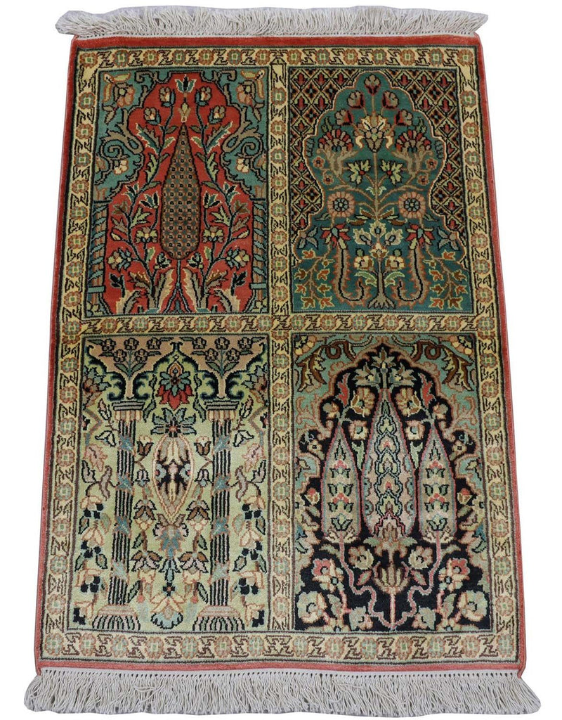 Silk Rug - Kashmir Silk - 88 x 63 cm - multicolored