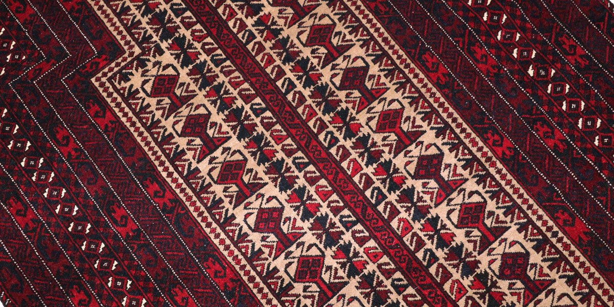Afghan Rug - 150 x 95 cm - dark red
