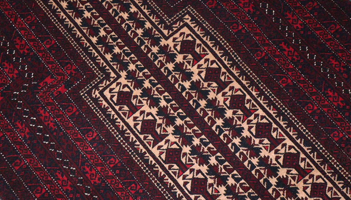 Afghan Rug - 150 x 95 cm - dark red