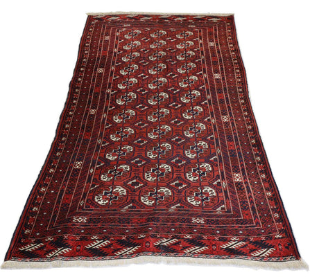 Runner Afghan Rug - 229 x 123 cm - dark red