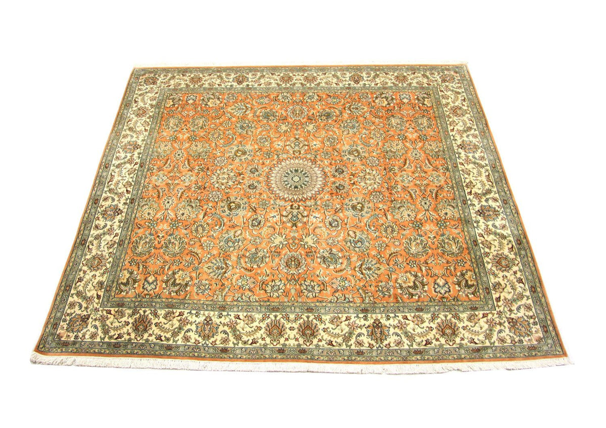 Silk Rug - Kashmir Silk square  - 216 x 211 cm - orange