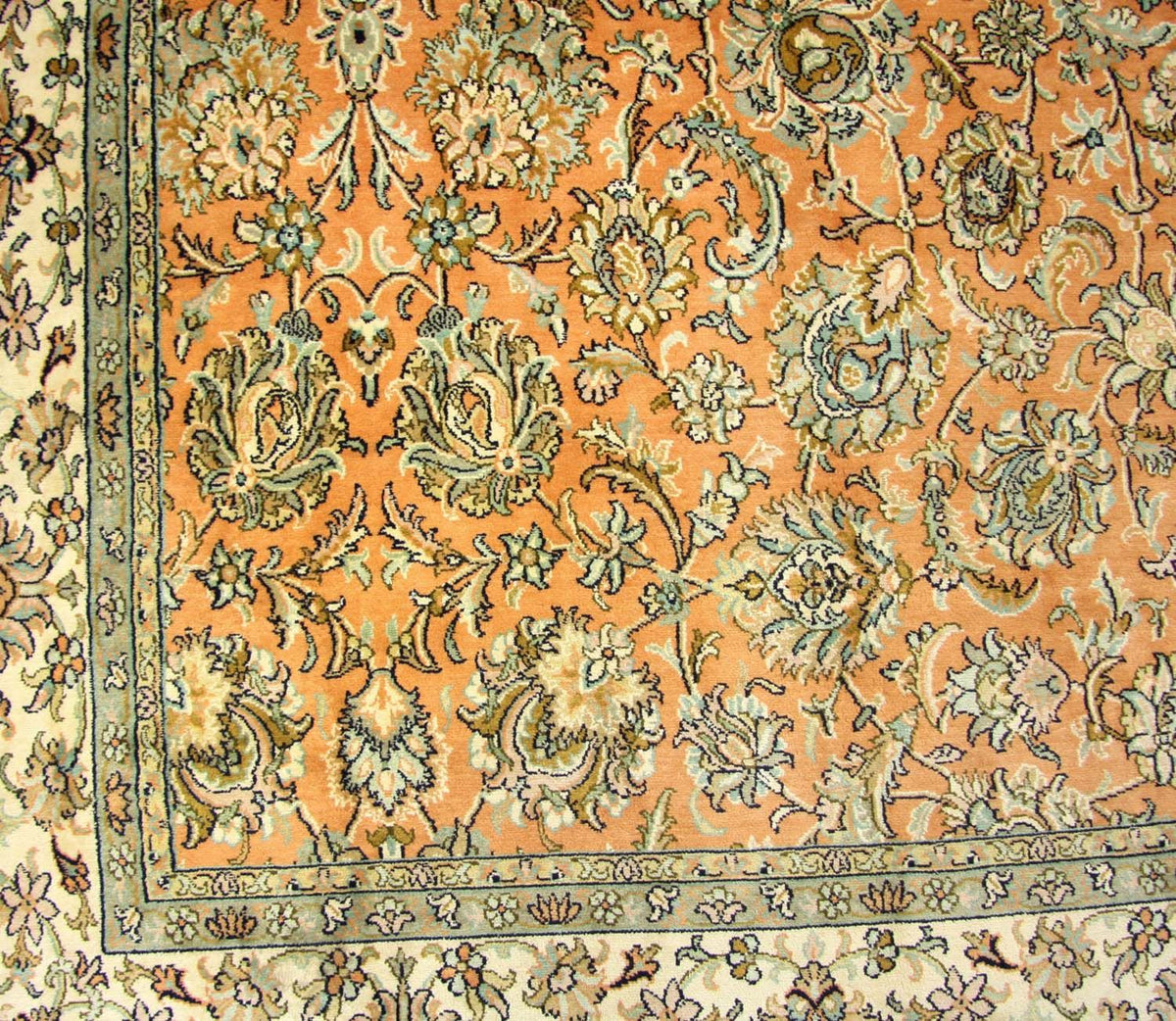Silk Rug - Kashmir Silk square  - 216 x 211 cm - orange