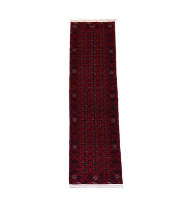Runner Afghan Rug - 278 x 83 cm - dark red