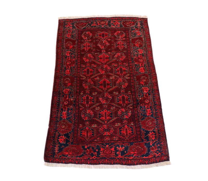 Afghan Rug - 119 x 76 cm - dark red