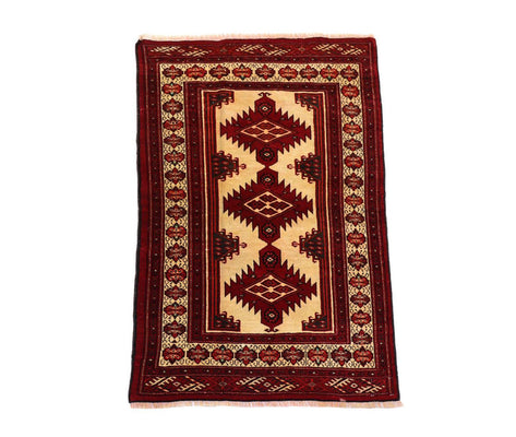 Afghan Rug - 127 x 89 cm - dark red