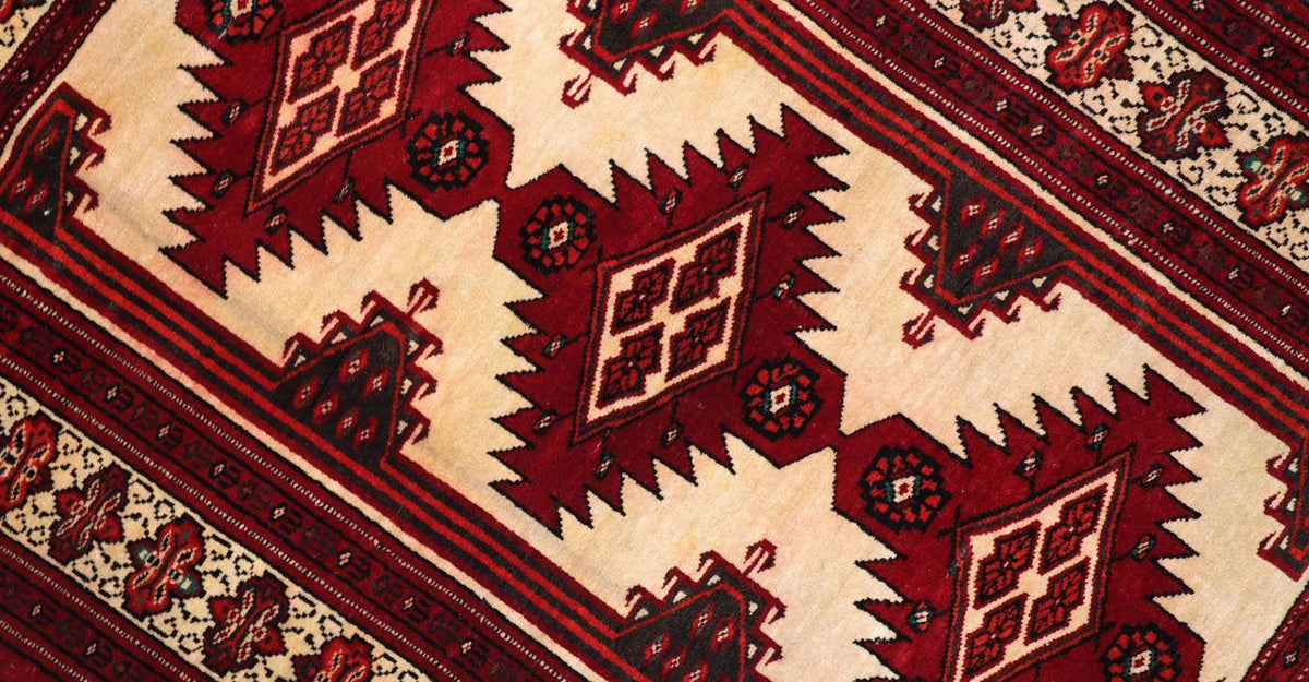 Afghan Rug - 127 x 89 cm - dark red