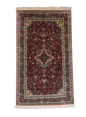 Silk Rug - Kashmir Silk - 150 x 90 cm - dark red