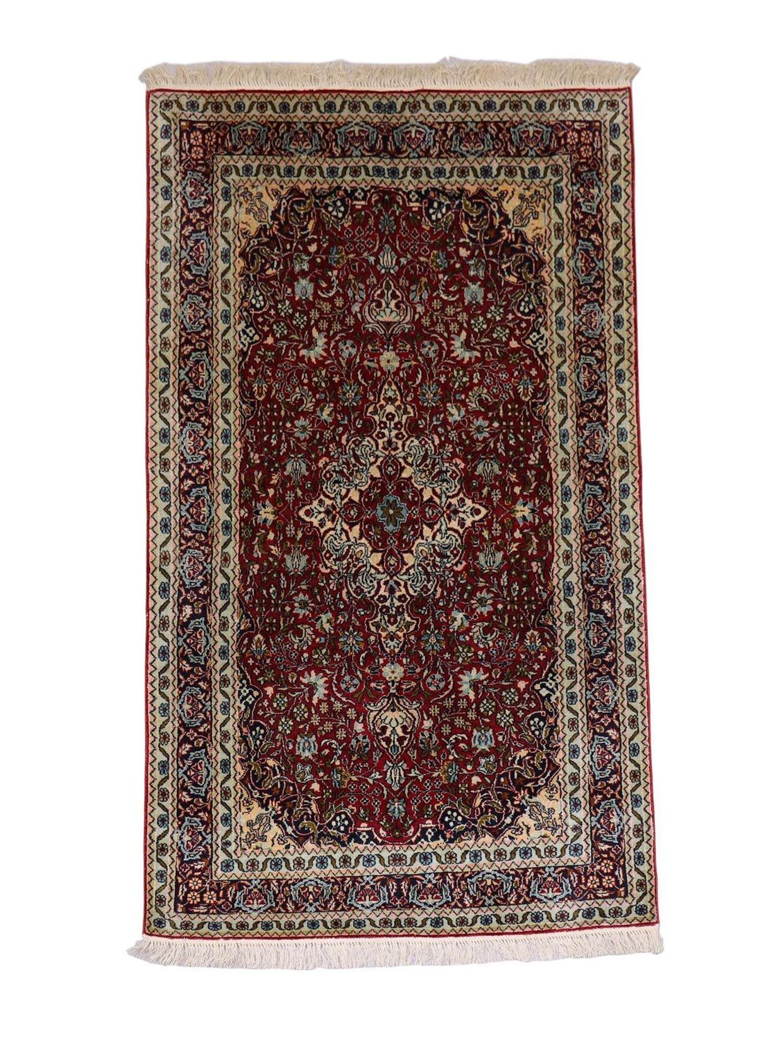 Silk Rug - Kashmir Silk - 150 x 90 cm - dark red
