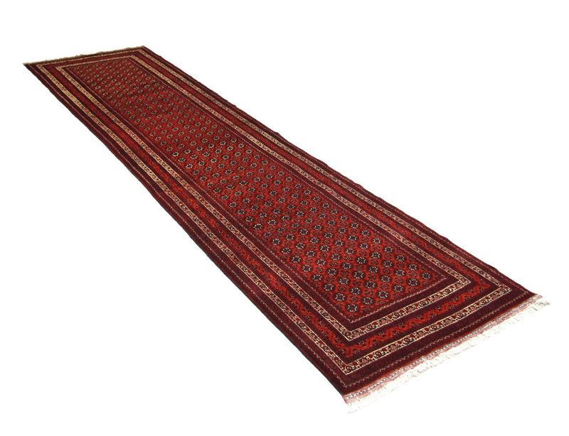 Runner Afghan Rug - Bukhara - 339 x 84 cm - red