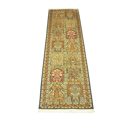 Runner Silk Rug - Kashmir Silk - 298 x 82 cm - multicolored