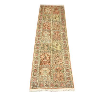 Runner Silk Rug - Kashmir Silk - 292 x 79 cm - brown