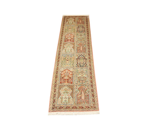 Runner Silk Rug - Kashmir Silk - 305 x 79 cm - brown