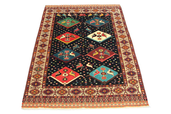 Turkaman Rug square  - 158 x 132 cm - blue