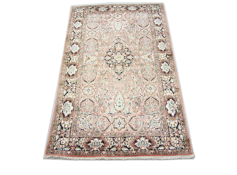 Silk Rug - Kashmir Silk - 164 x 91 cm - brown