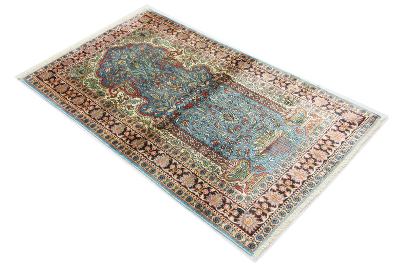 Silk Rug - Kashmir Silk - 156 x 90 cm - blue