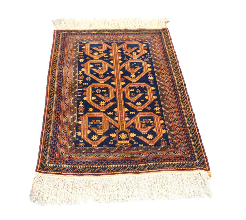 Afghan Rug - 140 x 95 cm - blue