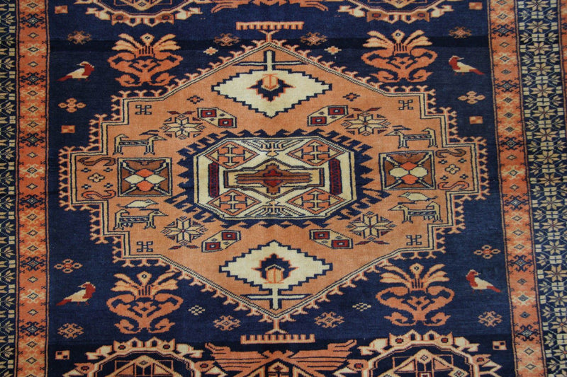 Afghan Rug - 129 x 107 cm - blue