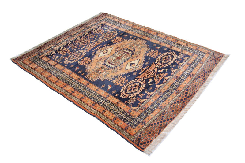 Afghan Rug - 129 x 107 cm - blue