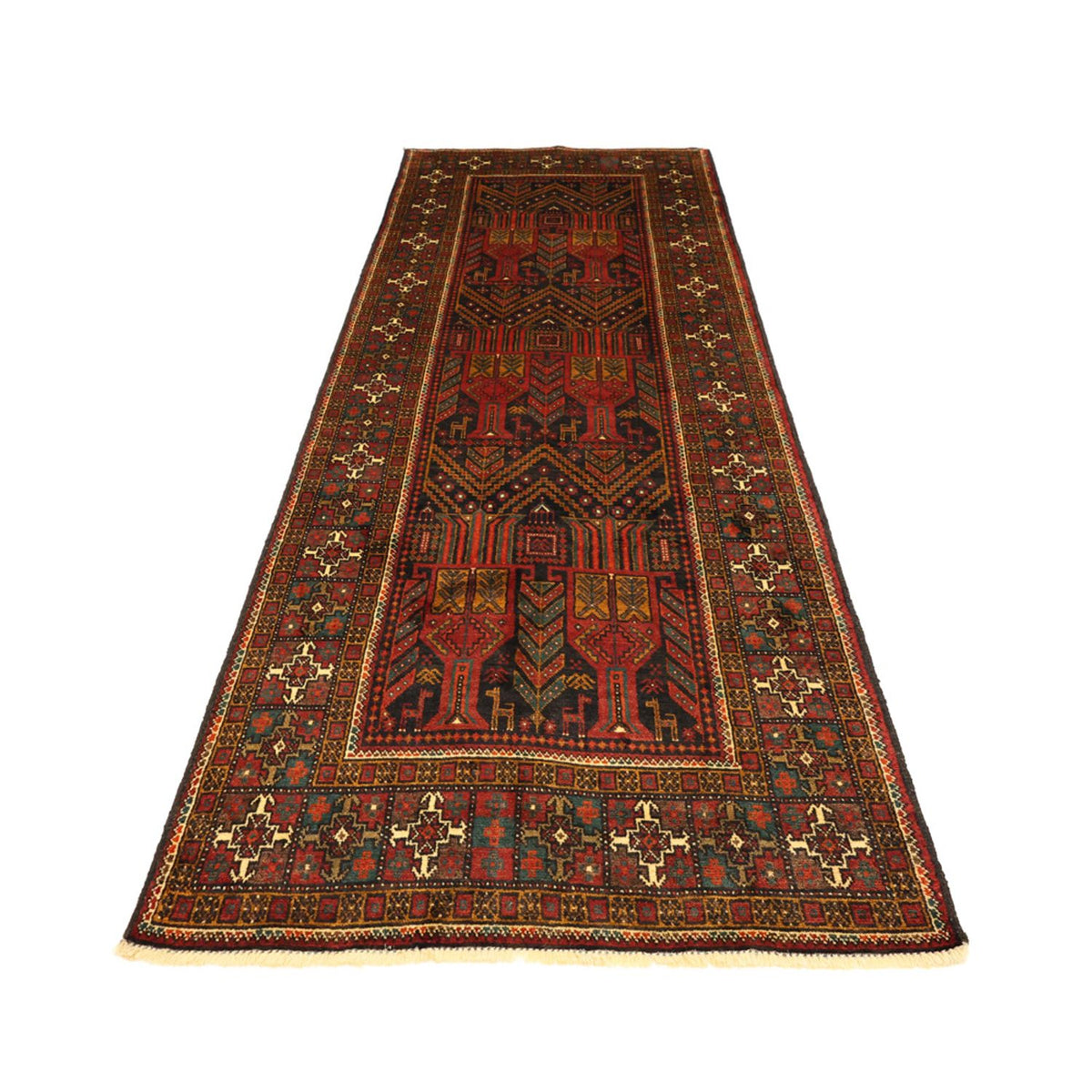 Runner Belutsch Rug - 297 x 107 cm - dark red