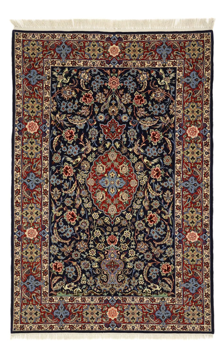Oriental Rug - Isfahan - Silk Warp - 166 x 114 cm - dark blue