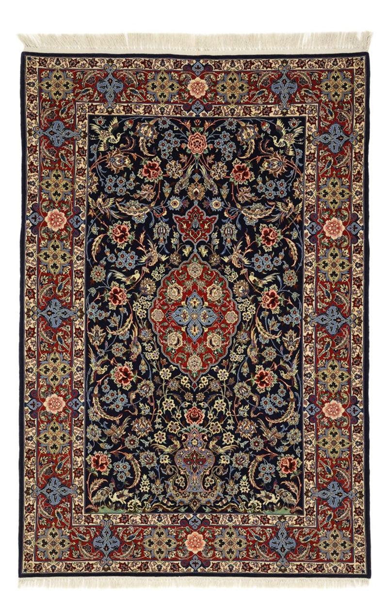 Oriental Rug - Isfahan - Silk Warp - 166 x 114 cm - dark blue