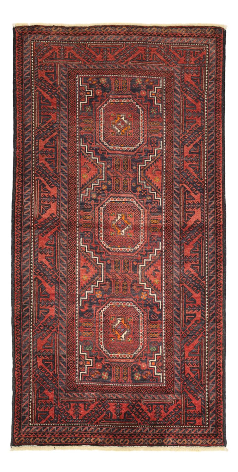 Runner Belutsch Rug - 194 x 98 cm - dark red