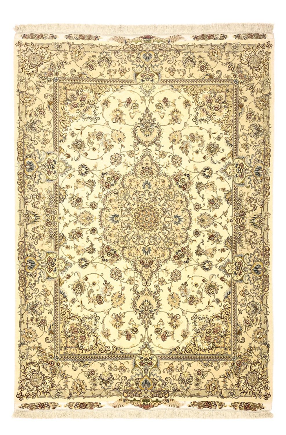 Perser Rug - Tabriz - Premium - Silk Warp - 206 x 145 cm - beige