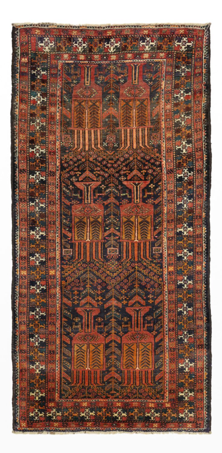 Runner Belutsch Rug - 212 x 106 cm - dark red