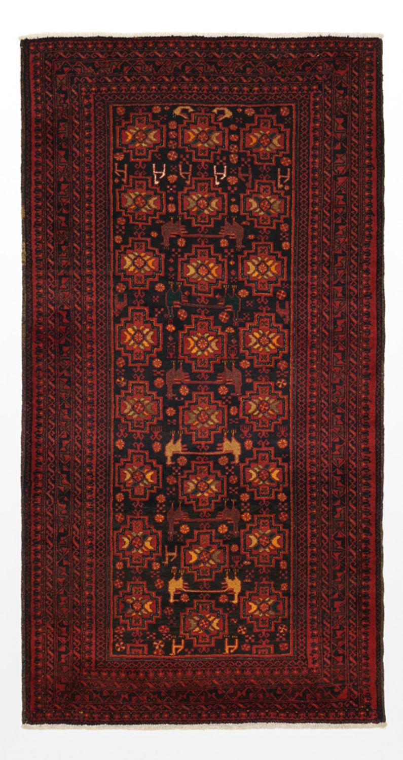 Runner Belutsch Rug - 192 x 100 cm - dark red