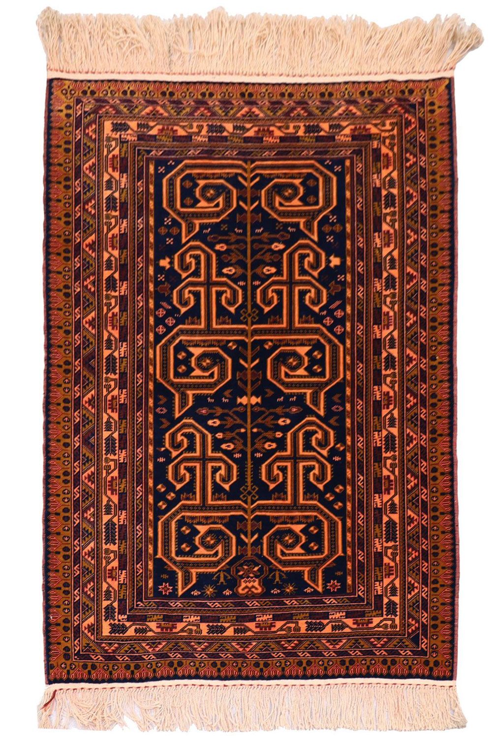 Afghan Rug - 132 x 98 cm - dark blue