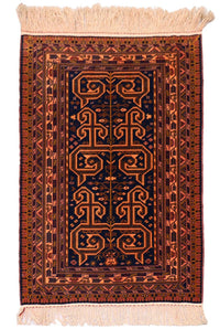 Afghan Rug - 132 x 98 cm - dark blue