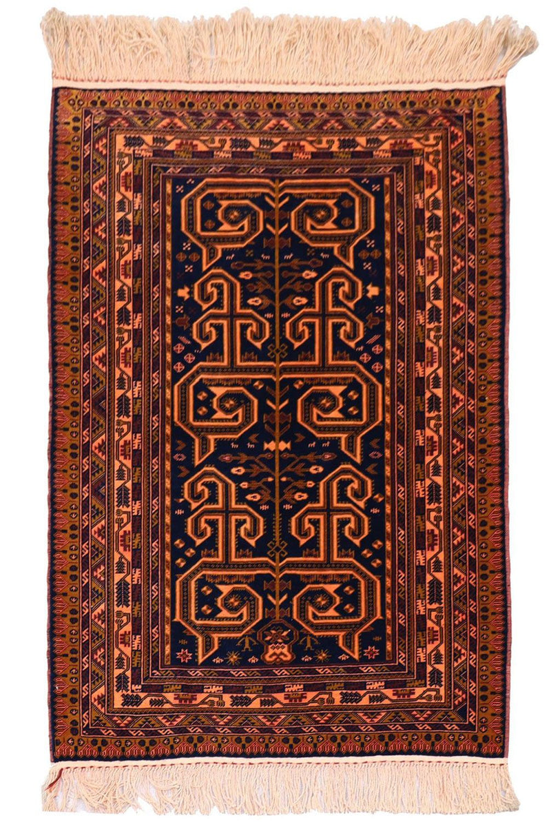 Afghan Rug - 132 x 98 cm - dark blue