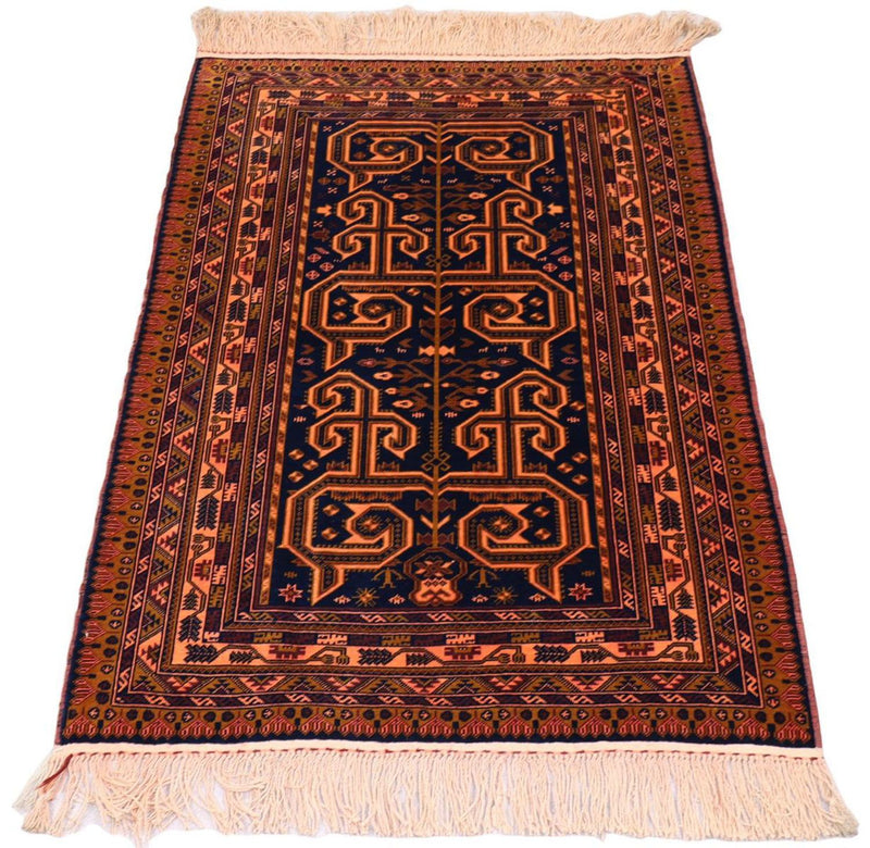 Afghan Rug - 132 x 98 cm - dark blue