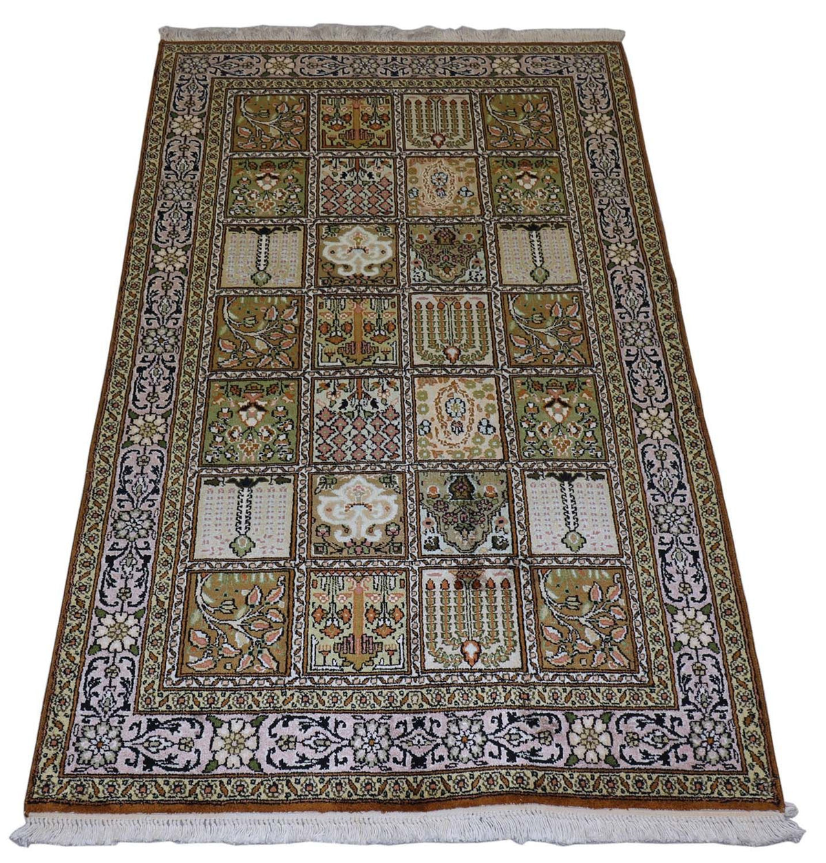 Silk Rug - Kashmir Silk - 152 x 90 cm - brown