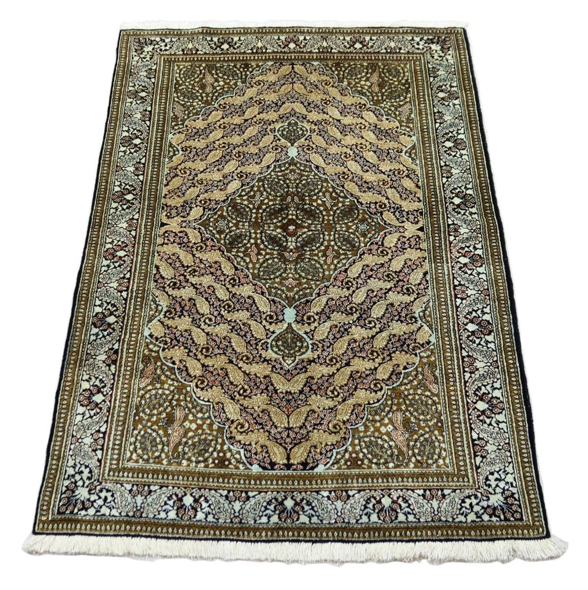 Silk Rug - Ghom Silk - Premium - 163 x 109 cm - dark blue