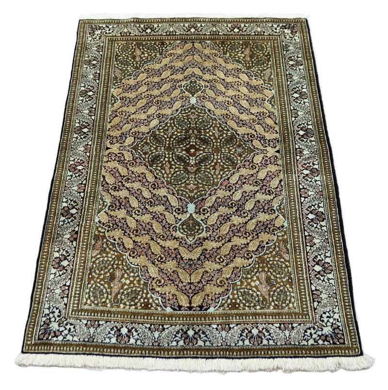 Silk Rug - Ghom Silk - Premium - 163 x 109 cm - dark blue