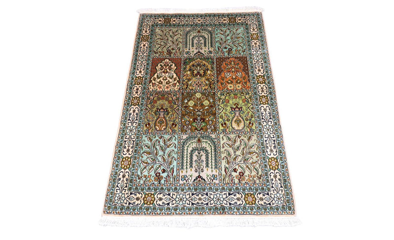Silk Rug - Kashmir Silk - 151 x 95 cm - turquoise