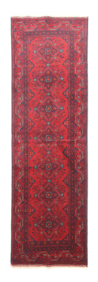 Runner Afghan Rug - Kunduz - 299 x 86 cm - dark red