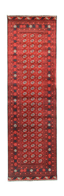 Runner Afghan Rug - Bukhara - 293 x 87 cm - dark red