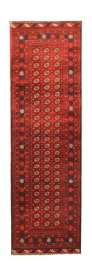 Runner Afghan Rug - Bukhara - 294 x 84 cm - dark red