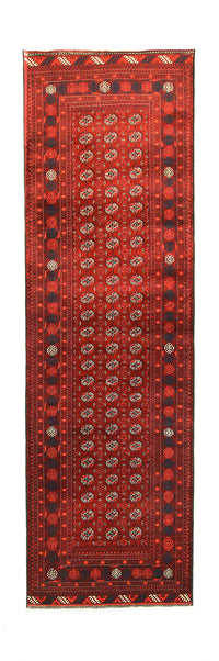 Runner Afghan Rug - Bukhara - 294 x 84 cm - dark red