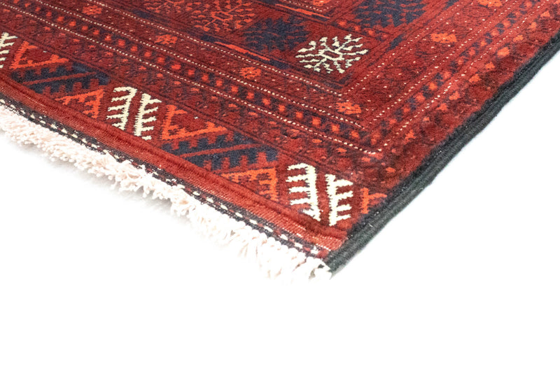 Runner Afghan Rug - Bukhara - 294 x 84 cm - dark red